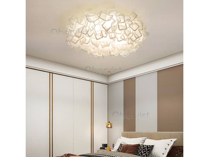 Plafonnier de chambre principale style crème, luminaire de salon, lampe créative à plumes pour chambre d'enfant, lampe intelligente à spectre complet