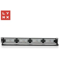 Lynx Cs LYNX 19" patch panel 24-port, UTP Cat5e, 50μ, nestíněný, černý, Server Zubehör, Schwarz