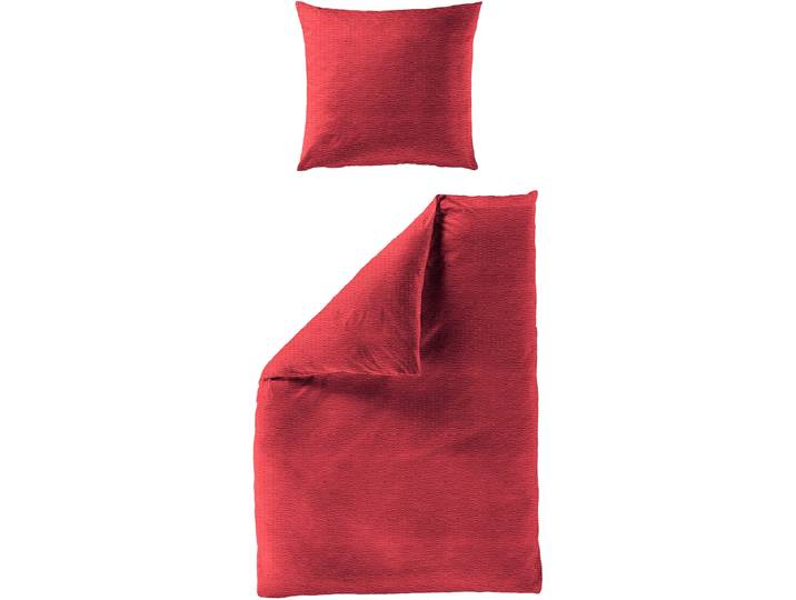 Bettwäsche BIERBAUM Chic Uni , rot, B/L: 155cm x 220cm, 1 Stk., 1 Stk., Seersucker, B/L: 80cm x 80cm, 2 Stk., Seersucker, Obermaterial: 100% Baumwolle, Bettwäsche, Bettwäsche, Schickes Unidesign: Modern und elegant für jedes Schlafzimmer
