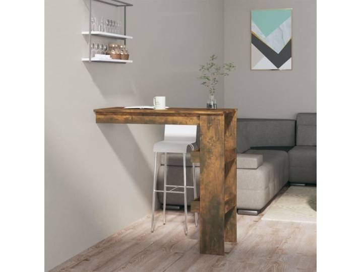 Table de bar murale Chêne fumé 102x45x103 5cm Bois d'ingénierie 817222