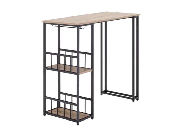 i-flair Bartisch Gavin 110x50x105 cm, Stehtisch, Eiche 2 cm dicke hitzebeständige Tischplatte, kratzfest & pflegeleicht, 2 Ablagen, Glashalter, Stahlrahmen