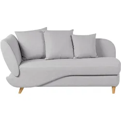 CHAISELONGUE Leinenoptik hellgrau mit Bettkasten linksseitig Meri