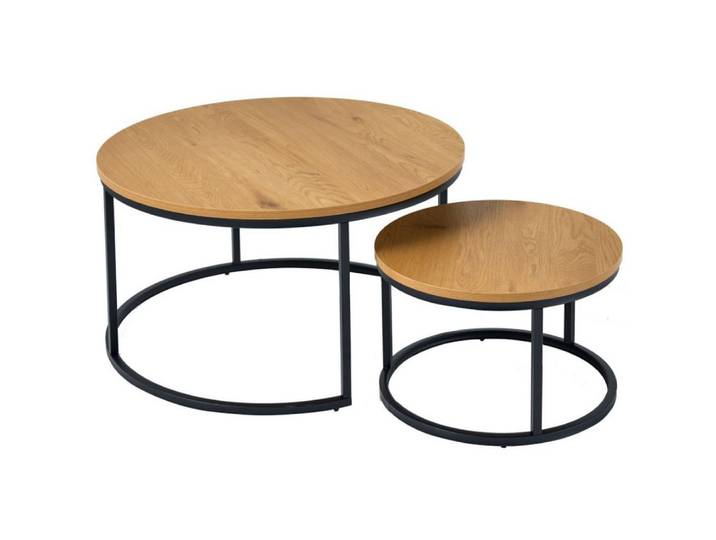 LebensWohnArt Couchtisch Modernes 2er Set Couchtisch MARMO 80cm natur Wildeiche-Look