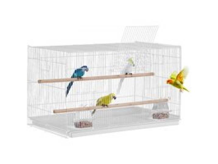 VEVOR Cage Oiseau 760 x 460 x 455 mm, Petite Cage Oiseaux en Métal Robuste avec Perchoirs, Tasse d'Alimentation, pour Oiseaux en Voyage, Perroquet, Canaris, Inséparables, Calopsittes, Perruches, Blanc