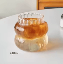 Uplift Curations Heat Resistant Striped Glass Tumbler Transparent Coffee, Tea & Juice Cup (410ml 530ml 650ml) 410ml