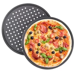 Relaxdays Pizzablech rund 2er Set Anthrazit