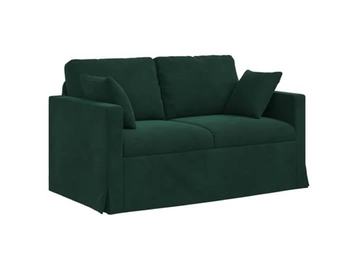 KUTYWEXFM 2-Sitzer Sofa Dunkelgrün 138x78x80cm Samt Couch für Wohnzimmer Modulare Polstercouch mit Weichsamt, Holzarmlehnen und Metallgestell. Flexibel nutzbar im Schlafzimmer sowie Aufenthaltsraum.