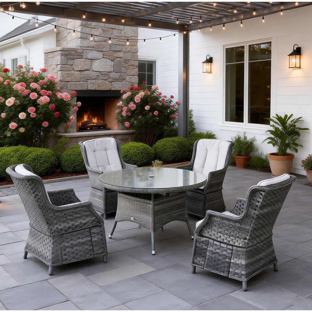 Lark Manor Round 5 - Piece 4 - Person Outdoor Table Set Gray 4