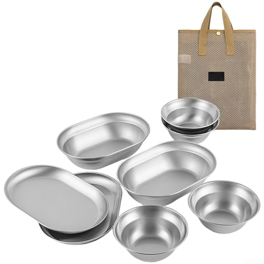 Merkloos Lichtgewicht 10-delig Outdoor Mess Kit van RVS