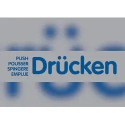 Türschild, Drücken - mehrsprachig, 40 x 160 mm - 160x40x1 mm Kunststoff
