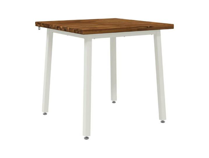 vidaXL Esstisch 80 x 80 x 75 cm Massivholz Natürlich und Weiß (1-St)