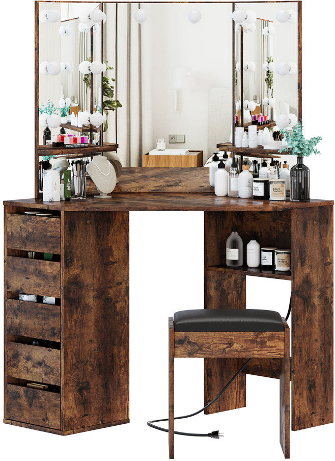 Brayden Studio Dressing Table Brown 141.5cm H X 110cm W X 53.5cm D