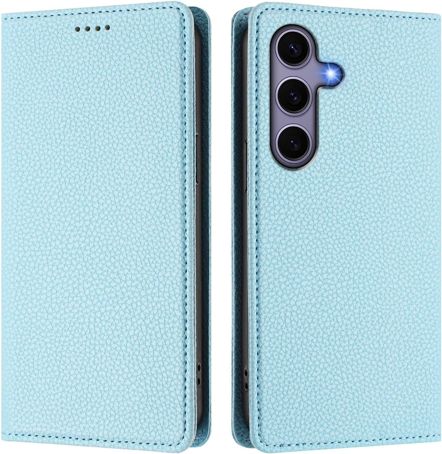 Wallet Case voor Samsung S25 - Schokbestendige Flip Folio met Kaartsleuven en RFID Blocking - L-blauw