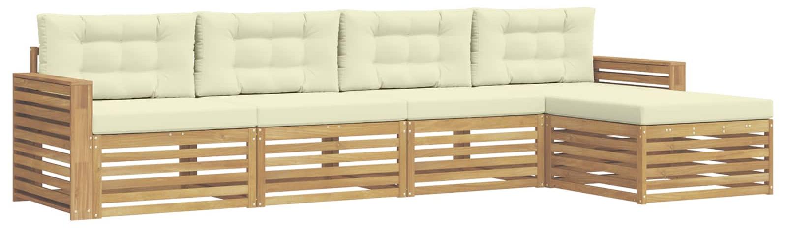 Garnitur aus 5 Outdoor-Sofas, weiß und cremefarben