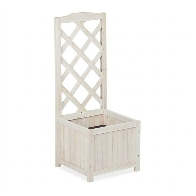 Relaxdays Houten plantenbak met klimrek en rankhulp, wit
