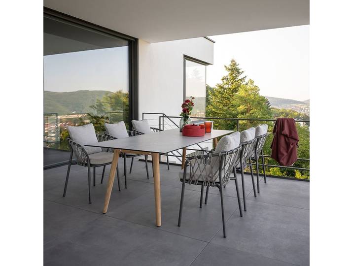 Stern 6x Sessel Klea Alu anthrazit Kordel Stone Kissenset