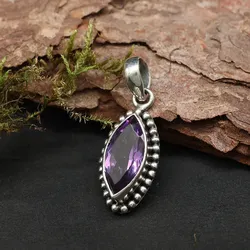 Drachensilber Amethyst Steinschmuck edler 925 Silber Edelstein Anhänger - Silber;Lila
