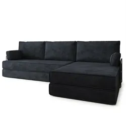 ECKSOFA ANKO modulares Boneless Sofa mit Schlaffunktion Schwarz Kordstoff
