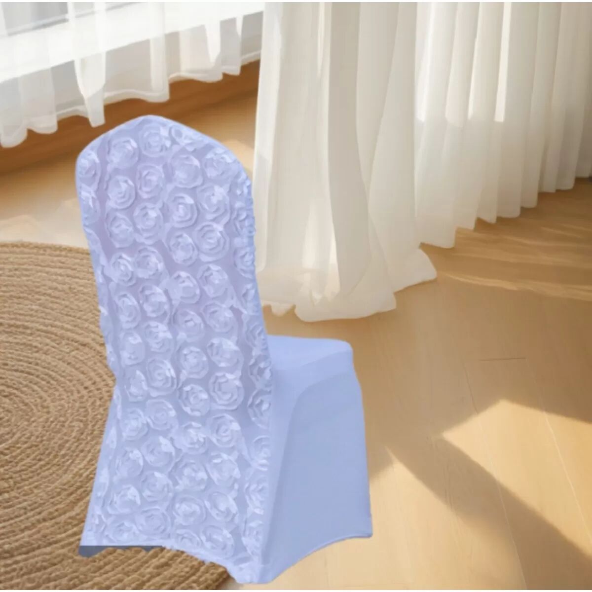 INF Elegante Rosen-Stuhlhussen – Spandex, elastisch, für Hochzeit, Bankett und Eventdekoration Weiß