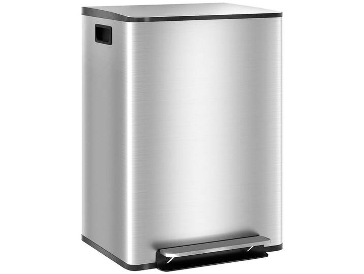 Homcom Mülleimer Edelstahl Kunststoff Silber, Silberfarben, Metall, 37.5x66.8x47.7 cm, Haushalt & Reinigung, Reinigung, Mülleimer & Abfallsammler