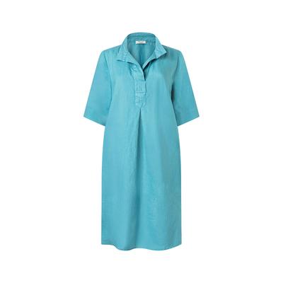 Jerseykleid MAERZ MUENCHEN "Maerz Muenchen 183400 Kurzarmkleid Damen Bekleidung", Damen, Gr. 42, EURO-Größen, blau, 100% Leinen, Kleider Jerseykleid