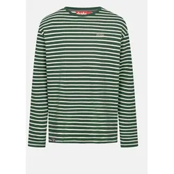 Derbe Streifenshirt Interstriped Herren Grün Weiß Langarmshirt GOTS Organic