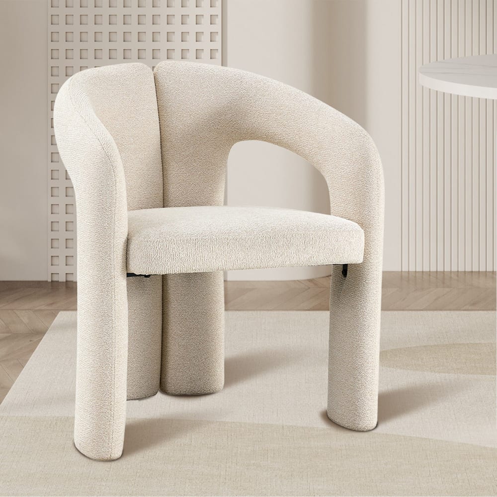 MOBILIER DECO  Fauteuil en tissu bouclette beige Beige 63x74x63cm