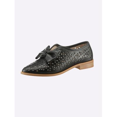 Slipper HEINE, Damen, Gr. 38, schwarz, Leder, Schuhe Slipper