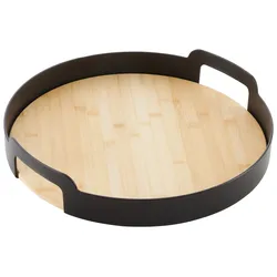 Serviertablett Betty Rund Schwarz/Natur