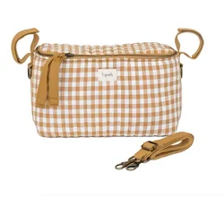 3 Sprouts Organizer für Kinderwagen kariert, braun-weiß, gesteppt