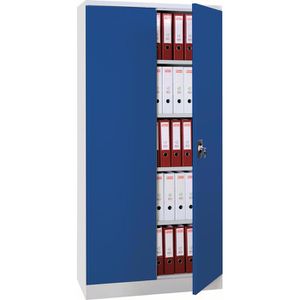 G-Office Aktenschrank FLC.196/N, aus Metall, abschließbar, 92 x 195 x 60 cm (B/H/T), blau / lichtgrau