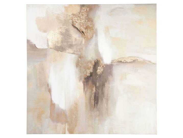 Bedruckte und bemalte Leinwand, 75 x 75 cm