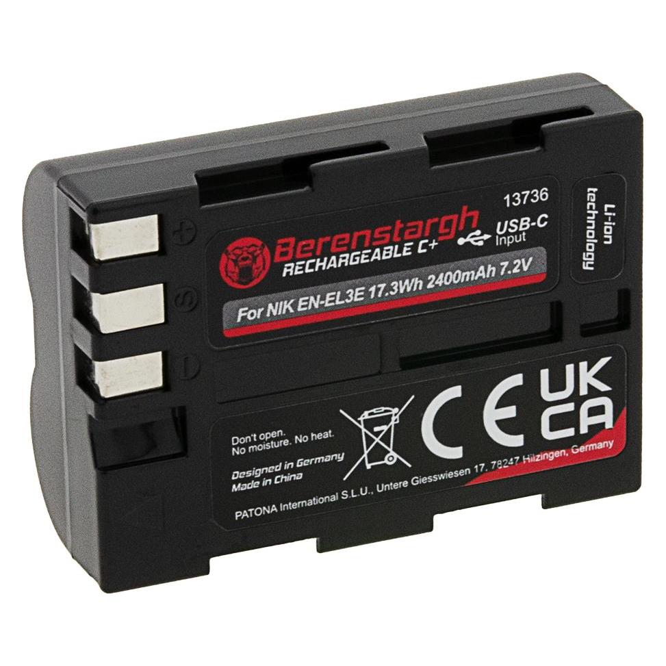 Berenstargh Akku Nikon EN-EL3E 2400mAh USB-C Input (Kamera Akku) (40746044)