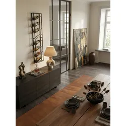 Weinregal Metall Groß Schmal Wandmontage Hängend, Schwarz 36x8x150 cm