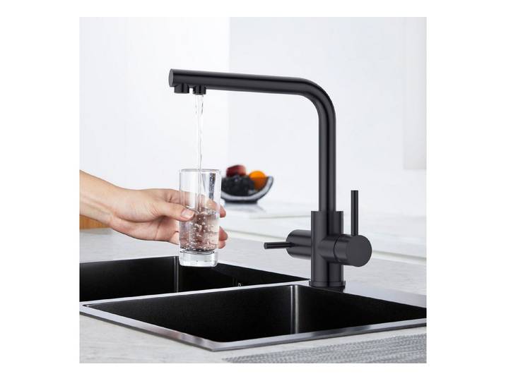 LuxusKollektion Küchenarmatur 3 Wege Küchenarmatur Schwarz (1-St)