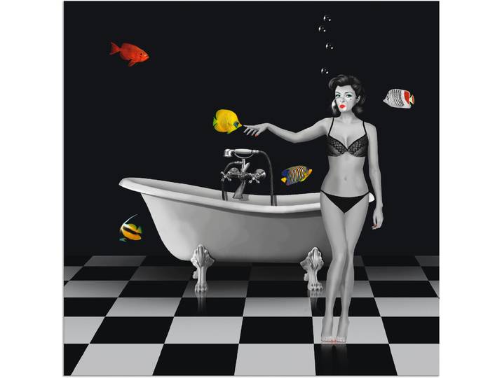 Wandbild ARTLAND Ein Badezimmer für Fische , schwarz (farbe bild(er): schwarz), B:70cm H:70cm, Bilder, Wandbild, als Alubild, Leinwandbild in verschied. Grössen
