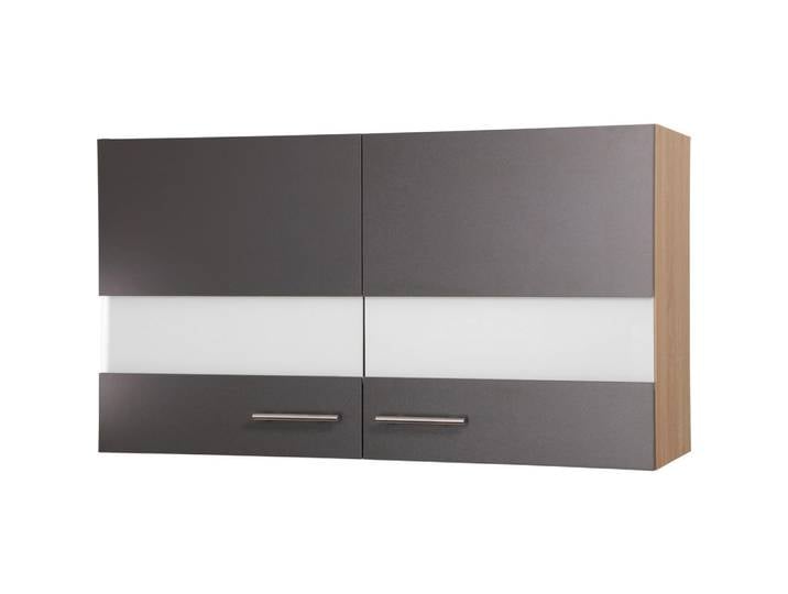 Respekta Küchenoberschrank Merle, Grau, Eiche, Glas, 1 Fächer, einzeln stellbar, 100x56.1x34.6 cm, individuell planbar, Küchen, Küchenmöbel, Küchenschränke, Küchenoberschränke