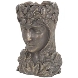 ML-Design Pflanztopf Frauenkopf 21x16x32 cm Bronze Harz Statue Innen/Außen Pflanzgefäß Blumentopf Gartendeko