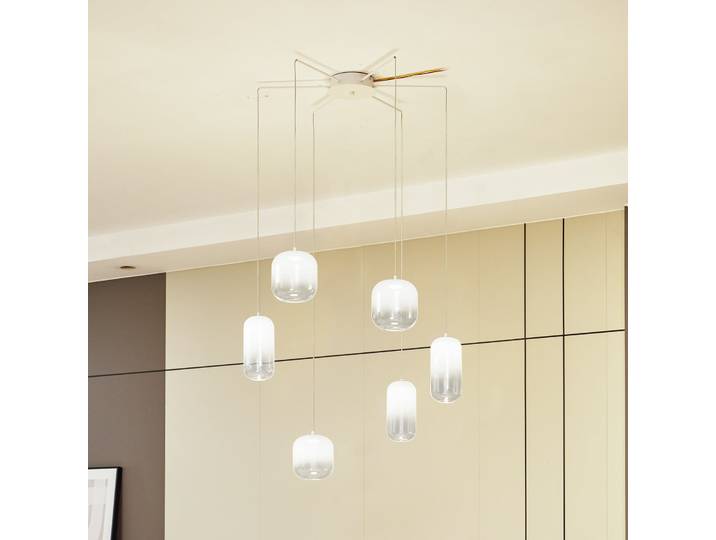 Avelina 6 LED Suspension Blanc - Lucande - Salon / séjour - Moderne - Verre - Multi-ampoules