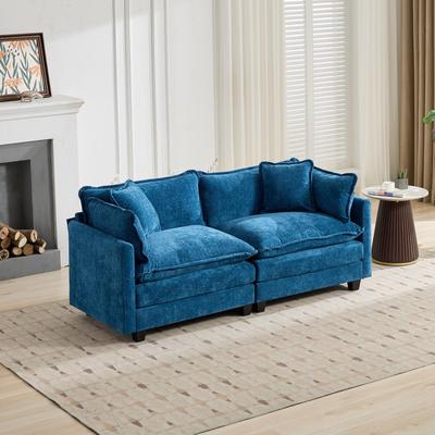 GREATPLANINC Modular Cloud Sofa Loveseat, Comfy Chenille Upholstered 2-Seater Sofa, Deep Seat Sofa with Backrest Pillows for Living Room