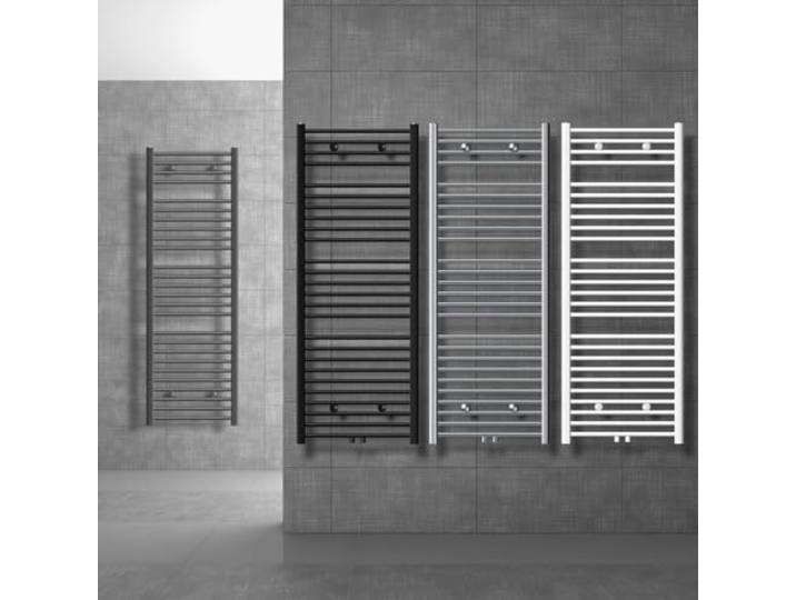 LuxeBath Badkamerradiator Sahara 400x1500 mm zwart mat recht middenaansluiting incl. aansluitset met thermostaat Universeel hoek en recht chroom, radiator handdoekwarmer handdoekdroger