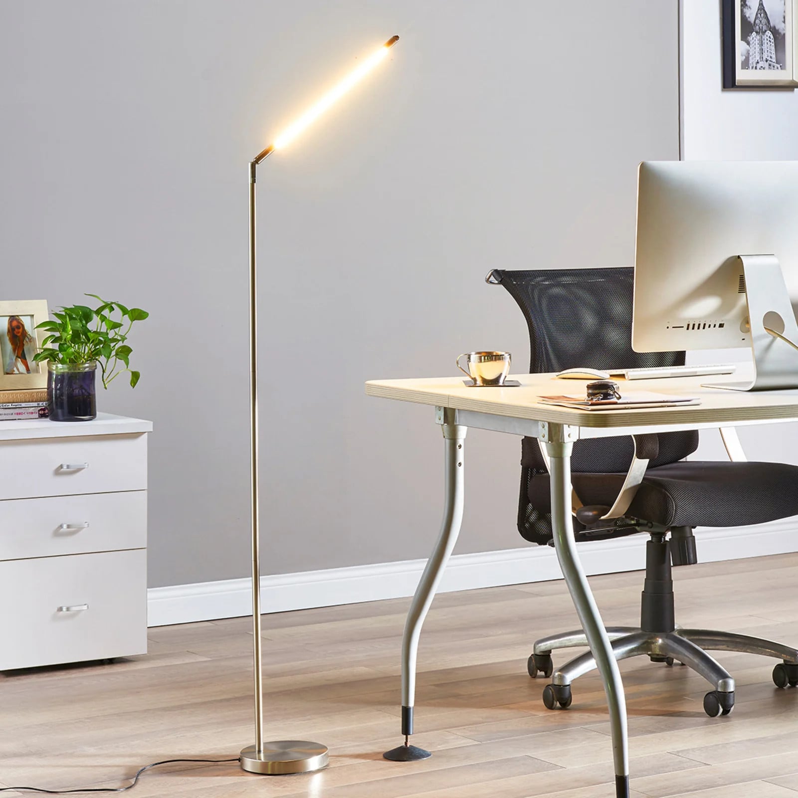 Lindby Jabbo LED Vloerlamp Modern Zilver/Grijs Metaal