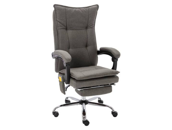 furnicato Bürostuhl mit Massagefunktion 64x68x113-120 cm Grau (1 St), Heizbarer Computerstuhl mit Massagefunktion und Fußstütze
