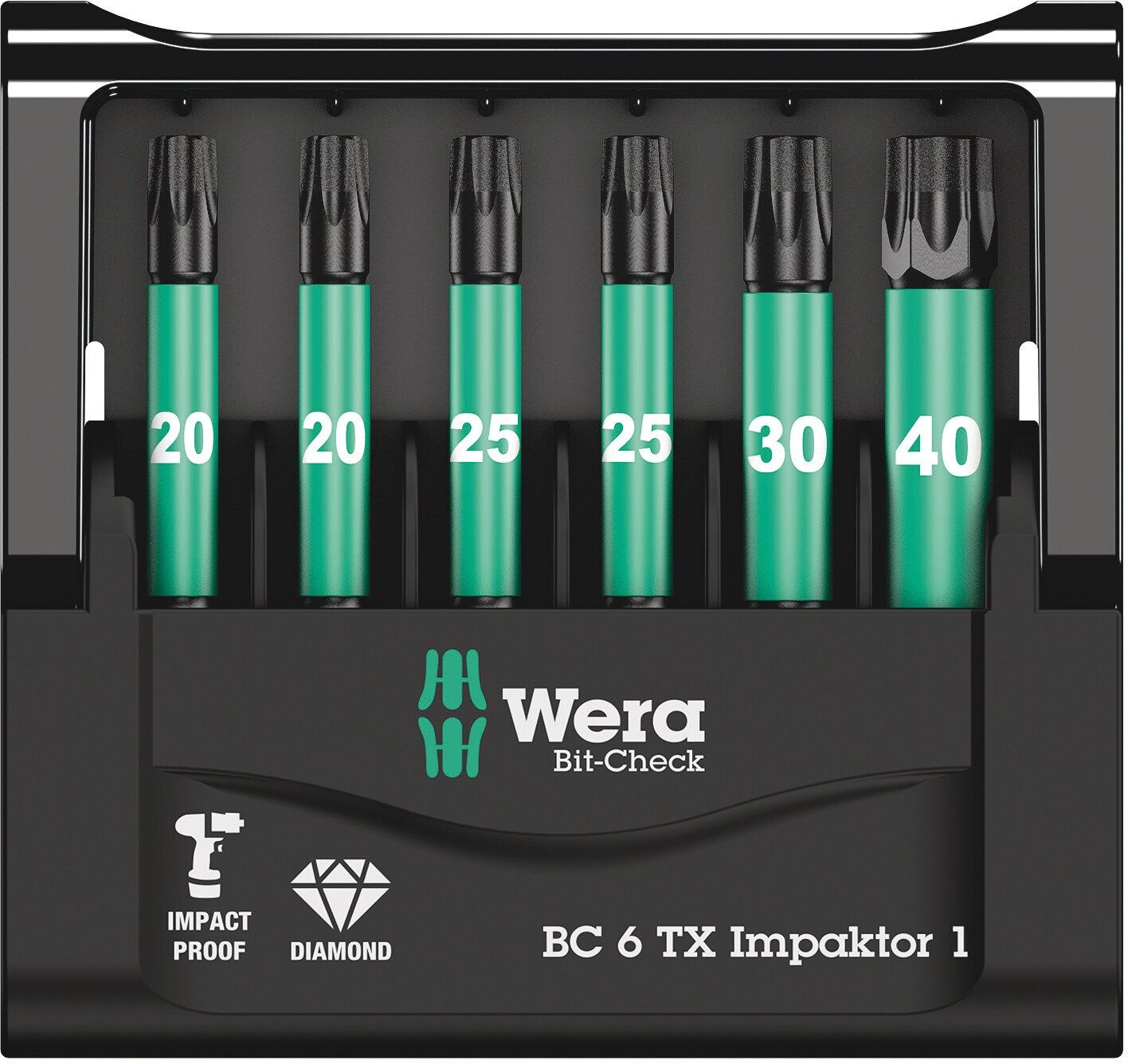 Wera Bitskassett Bit-Check TX Impaktor, 6 delar