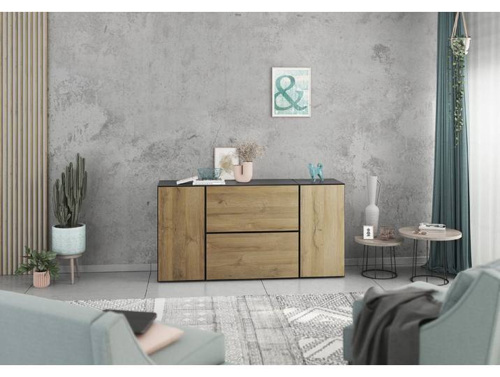 BMG Möbel Sideboard Modul+ (Sideboard Set 4 tlg., bestehend aus, 2x Schrank mit Tür, 2x Schrank mit Klappenfunktion), individuell kombinierbar, Sofclose-Funktion, Made in Germany