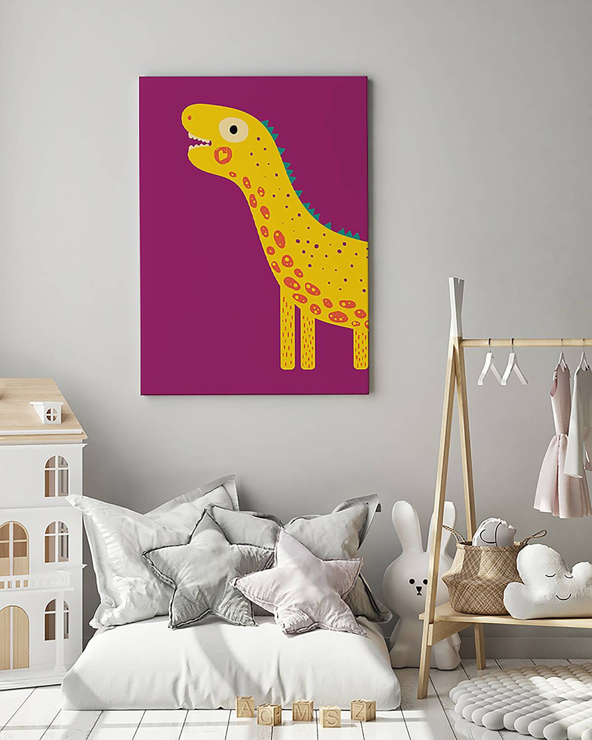 home24 Love My Dino Girl wanddecoratie violet 60 x 80 cm