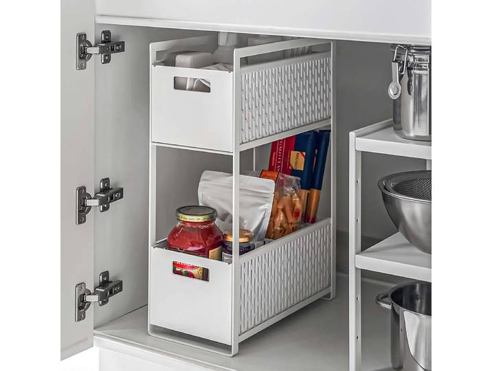 Yamazaki Tower Panier de rangement pour armoire Métal blanc