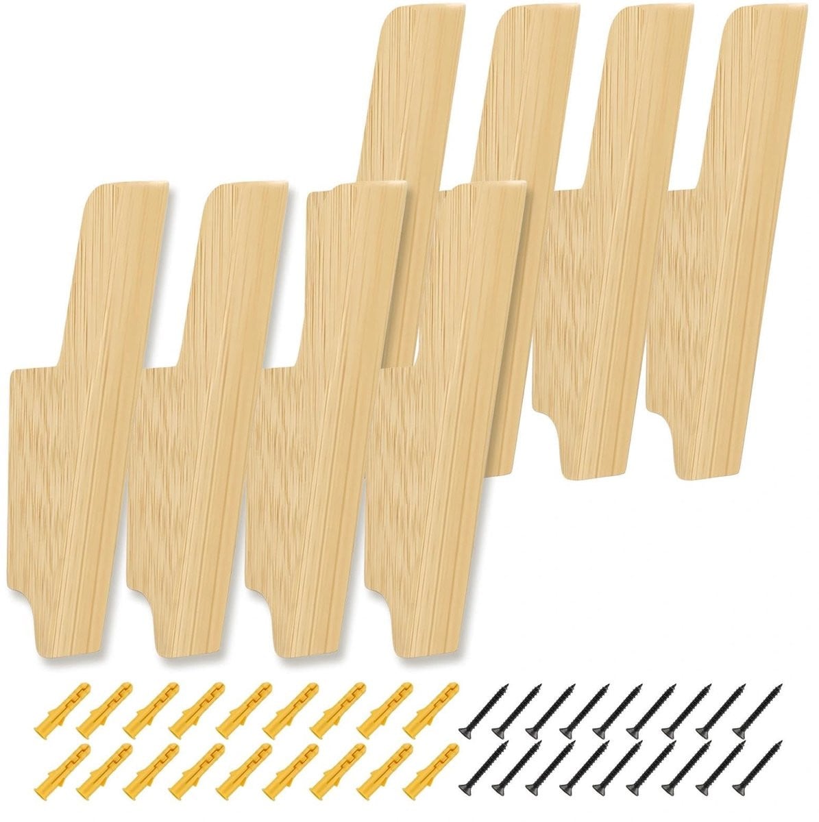 Dailygoods Set van 8 houten kledinghaken van robuust eikenhout