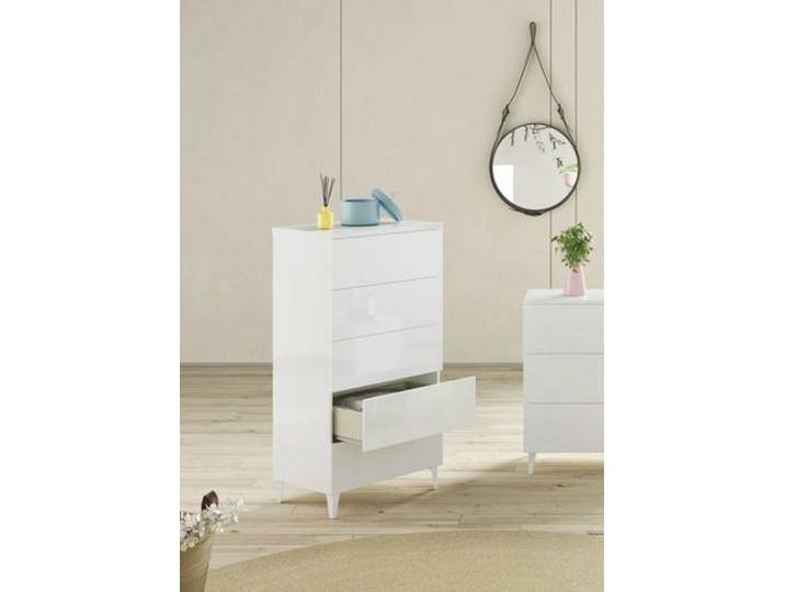 FORES HABITAT Kommode in weiß glänzend - 61x117x40 (BxHxT)