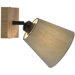 JUST LIGHT LED Wandleuchte GERDA MICHEL Holz natur 1-flammig Stoffschirm